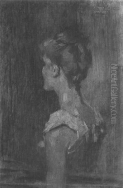 Seitliches Ruckenportrait Ener Jungen Frau Mit Hochgesteckten Haaren by Theodor Josef Ethofer