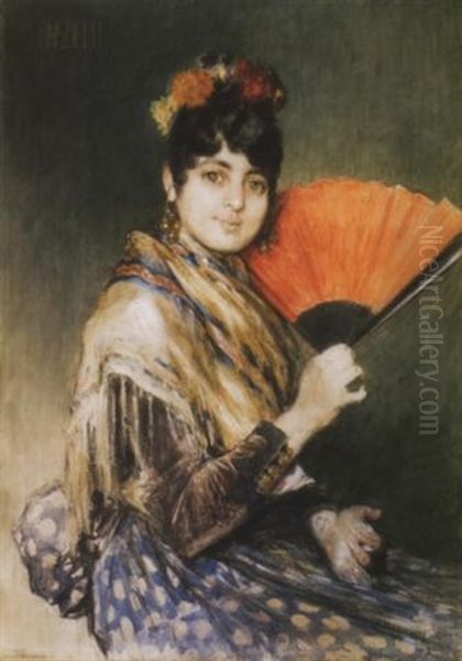 Consuelo Carmen Szerepeben (consuelo In The Role Of Carmen) Oil Painting by Theodor Josef Ethofer