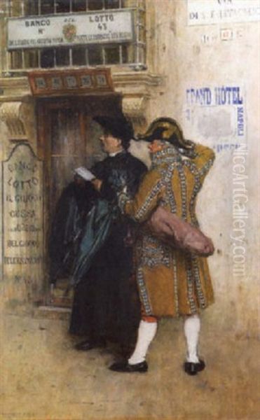 Il Banco Del Lotto Oil Painting by Theodor Josef Ethofer