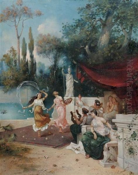 Musical Entertainment Oil Painting by Charles Corpet Etienne