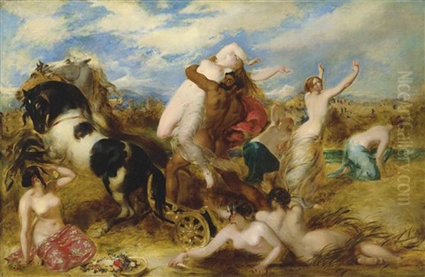 Pluto Carrying Off Proserpine: That Fair Field Of Enna, Where Proserpine Gathering Flowers, Herself A Fairer Flower, By Gloomy Dis Was Gathered Oil Painting by William Etty