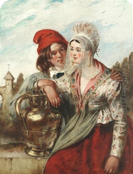 Flemish Courtship Oil Painting by William Etty