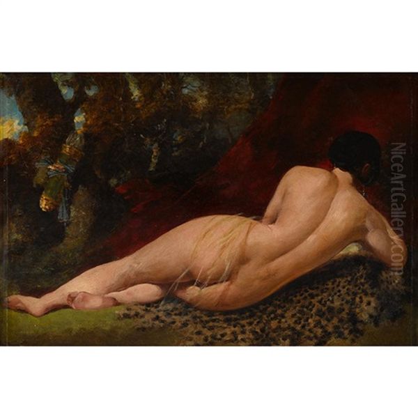 Recumbent Nude In A Landscape Oil Painting by William Etty