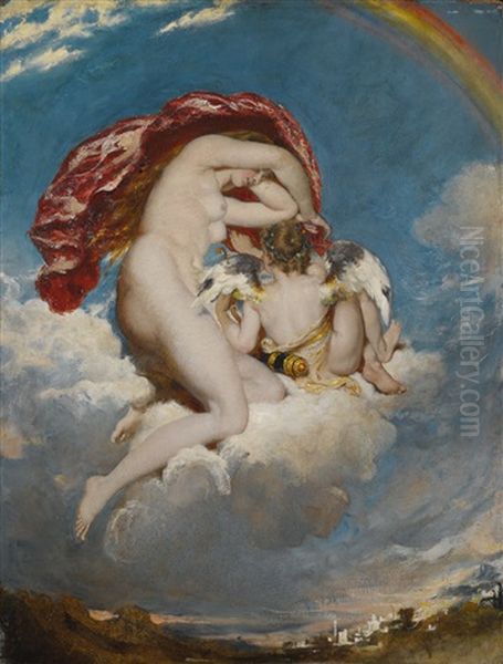 Venus And Cupid Descending Oil Painting by William Etty