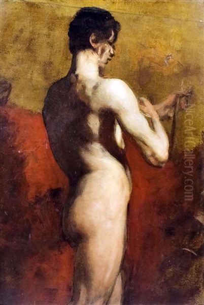 Standing Portrait Of A Male Nude Oil Painting by William Etty