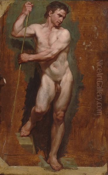 Stehender Mannlicher Akt Mit Stab Oil Painting by William Etty