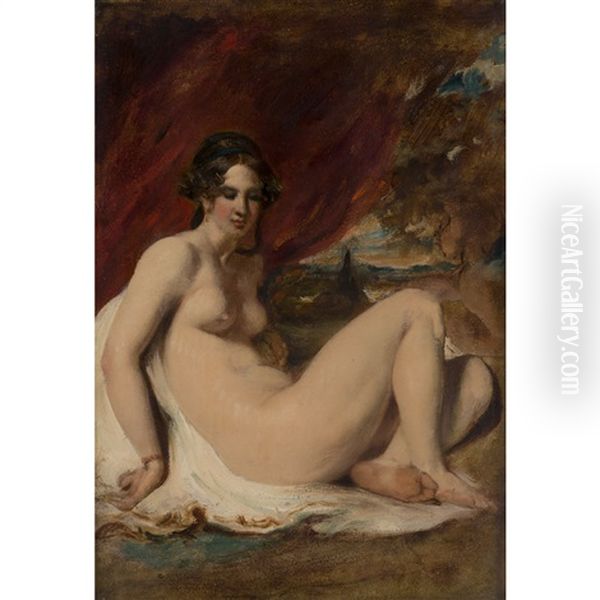 Reclining Nude In A Landscape Oil Painting by William Etty