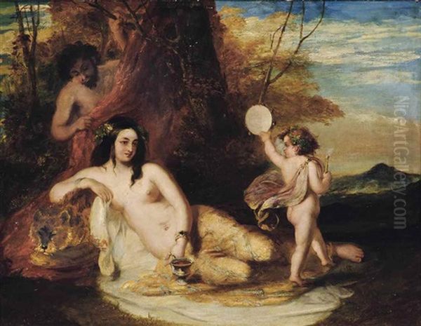 Satyr Spying On A Reclining Nymph Oil Painting by William Etty