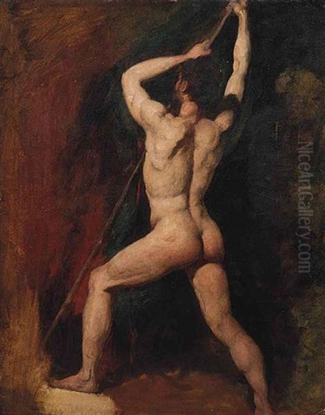 An Athlete Striving Upwards Oil Painting by William Etty