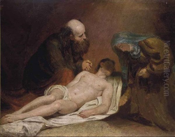 Lamentation Over The Dead Christ Oil Painting by William Etty