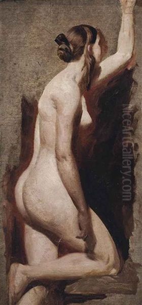 Study Of A Kneeling Nude Oil Painting by William Etty