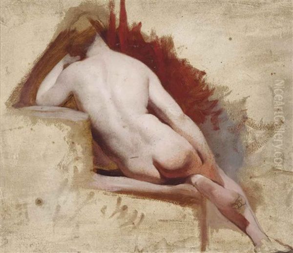 Seated Female Nude Study Oil Painting by William Etty