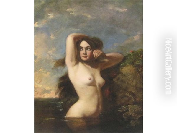 A Female Nude Bathing Oil Painting by William Etty