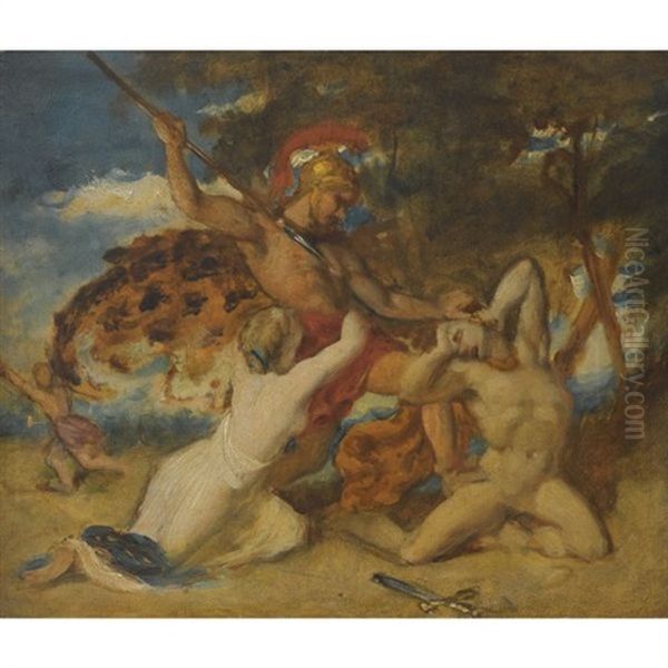 Woman Pleading For The Vanquished (study For The Combat) Oil Painting by William Etty