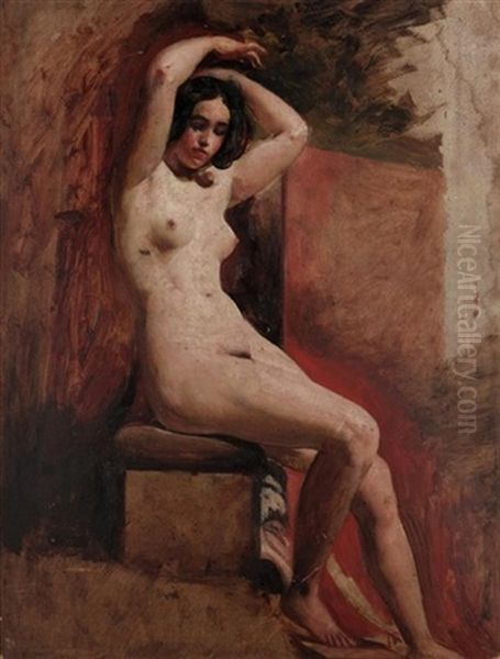 Seated Nude (+ Standing Nude; Pair) Oil Painting by William Etty