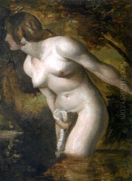 Musidora, The Bather At The Doubtful Breeze Alarmed Oil Painting by William Etty