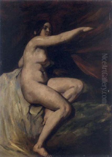 Female Nude, Seated Oil Painting by William Etty