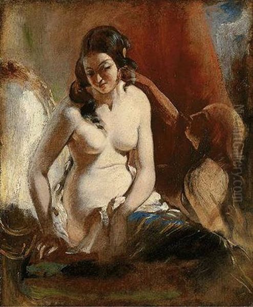 Study Of A Girl At Her Toilet Oil Painting by William Etty