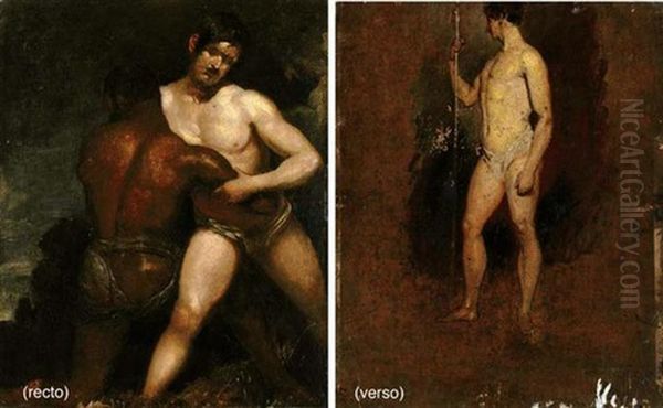 The Wrestlers Oil Painting by William Etty