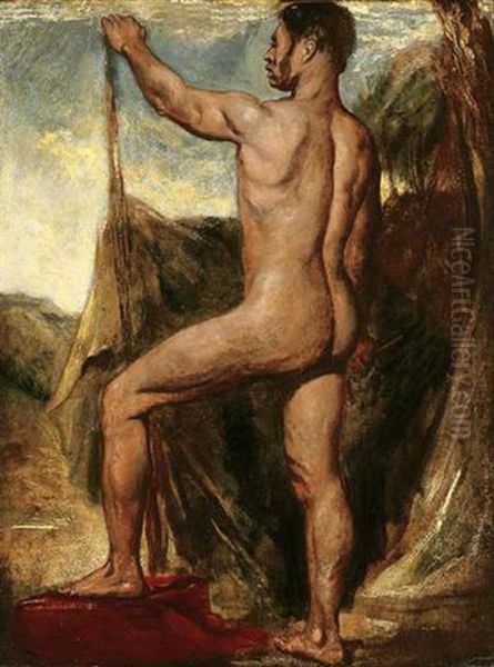 Male Nude In A Landscape Oil Painting by William Etty