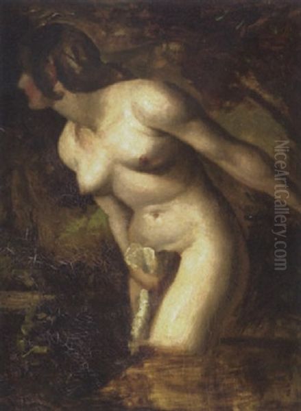 Musidora: The Bather At The Doubtful Breeze Alarmed Oil Painting by William Etty