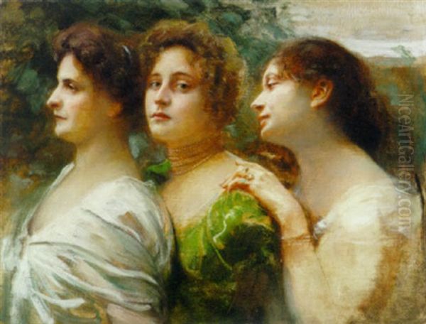 Three Beauties Oil Painting by William Etty