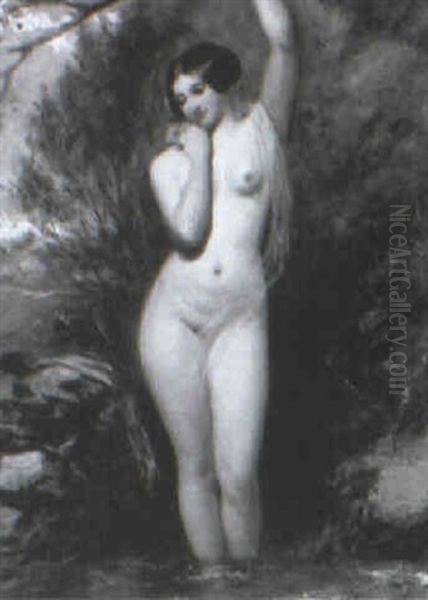 Girl Bathing In A Pool Oil Painting by William Etty