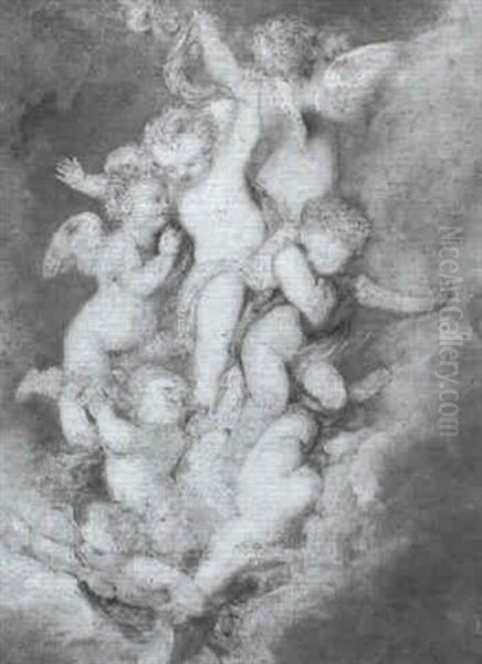 Putti Ascending In A Cloud Oil Painting by William Etty