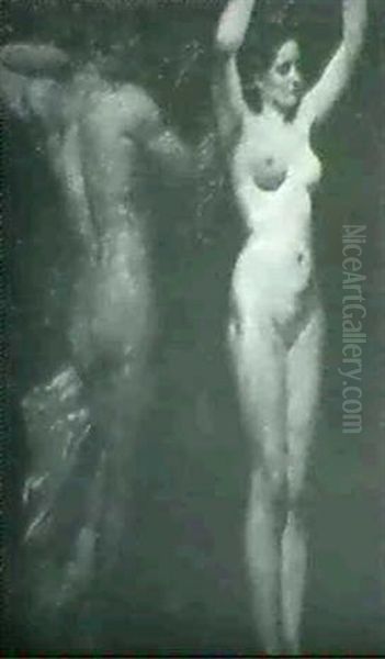 Two Standing Nudes Oil Painting by William Etty