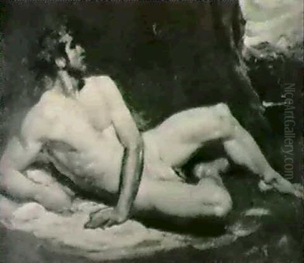 Reclining Male Nude With Laurel Wreath Oil Painting by William Etty