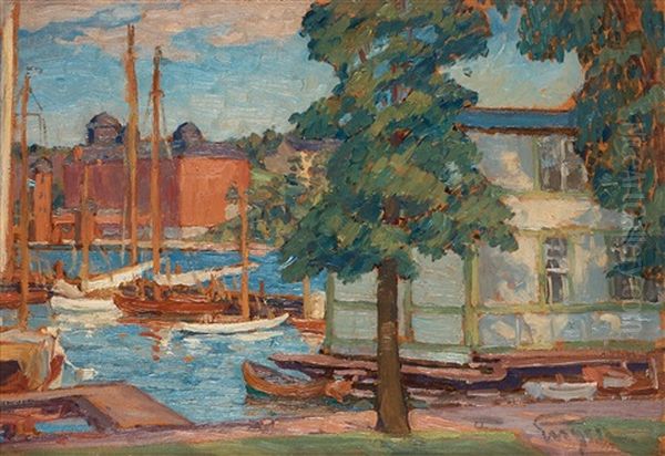 Bathamnen, Waldemarsudde (the Boat Harbour, Waldemarsudde) Oil Painting by Prince (Napoleon Nicolaus) Eugen