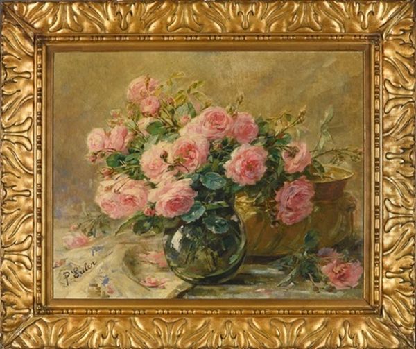 Bouquet De Roses Et Bassin by Pierre Nicolas Euler