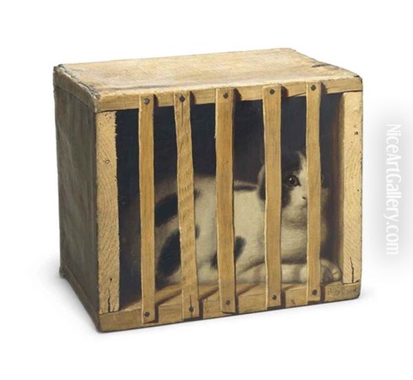 Cat In A Crate Oil Painting by De Scott Evans