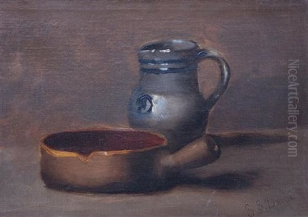 Still Life With Stoneware Jug Oil Painting by De Scott Evans