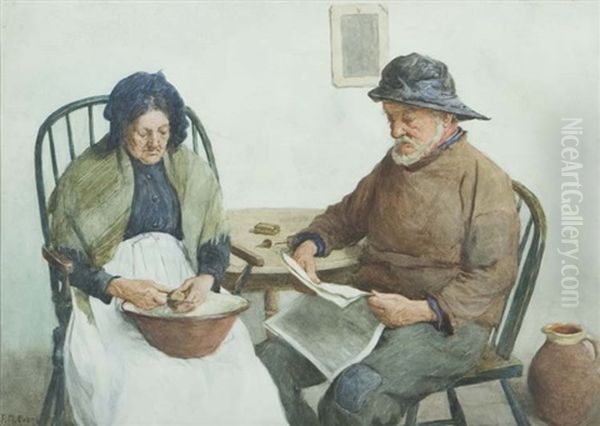 Preparing A Meal Oil Painting by Frederick James McNamara Evans