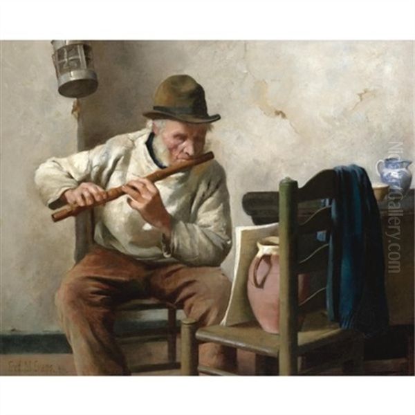 The Flute Player Oil Painting by Frederick James McNamara Evans