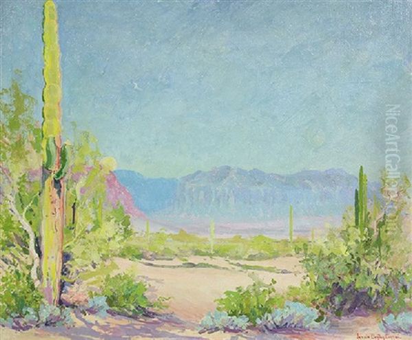 Desert Landscape With Mesas Oil Painting by Jessie Benton Evans