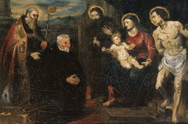 Madonna And Child With Donor, After Tintoretto Oil Painting by Henri Evenepoel