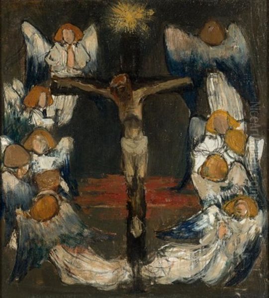 Le Christ Et Les Anges, 1894 Oil Painting by Henri Evenepoel