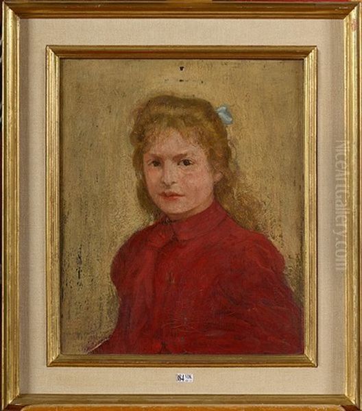 Fillette A La Robe Rouge Oil Painting by Henri Evenepoel