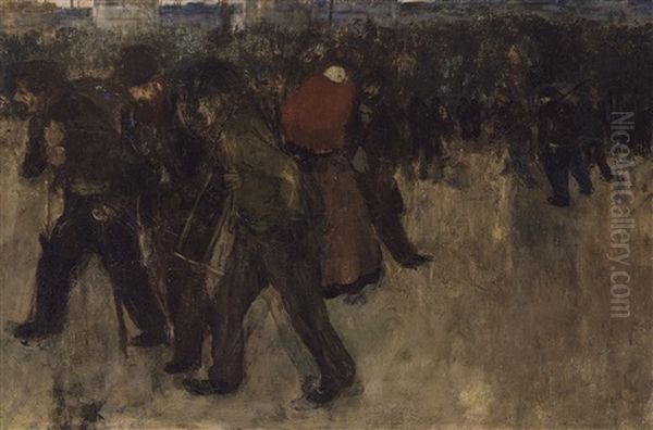 Ouvriers Revenant Du Travail Au Crepuscule Oil Painting by Henri Evenepoel