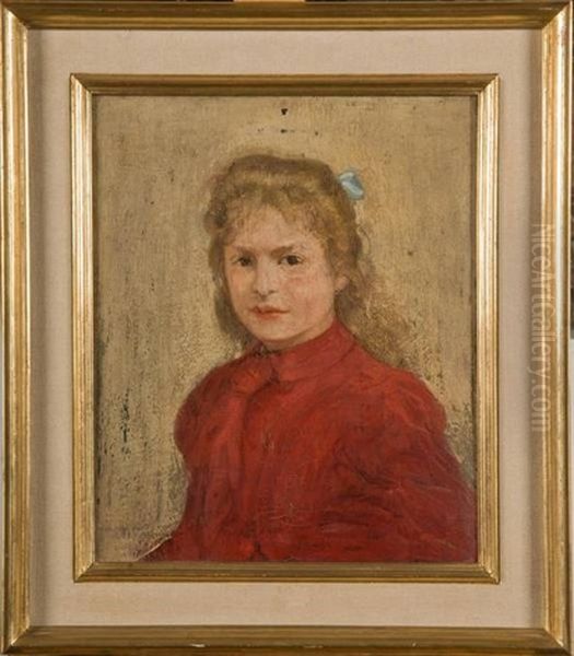 Portrait De Fillette En Rouge by Henri Evenepoel