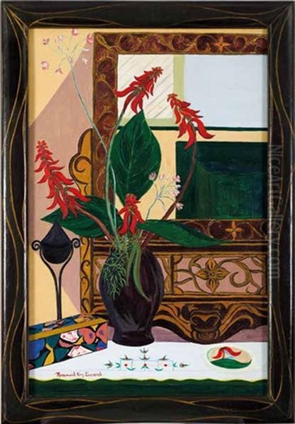 Still Life With Erythrina Caffra Oil Painting by Rosamund King Everard-Steenkamp