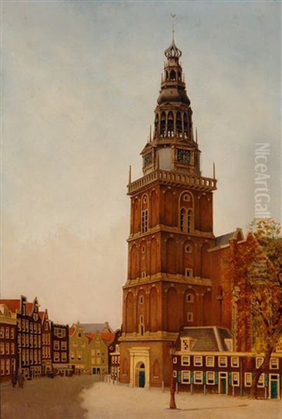 The Old Church In Amsterdam Oil Painting by Frans Everbag