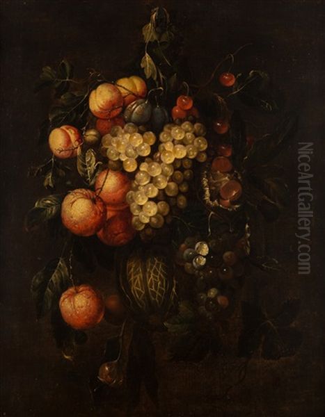 A Sumptuous Collection Of Fruit Oil Painting by Frans Van Everbroeck