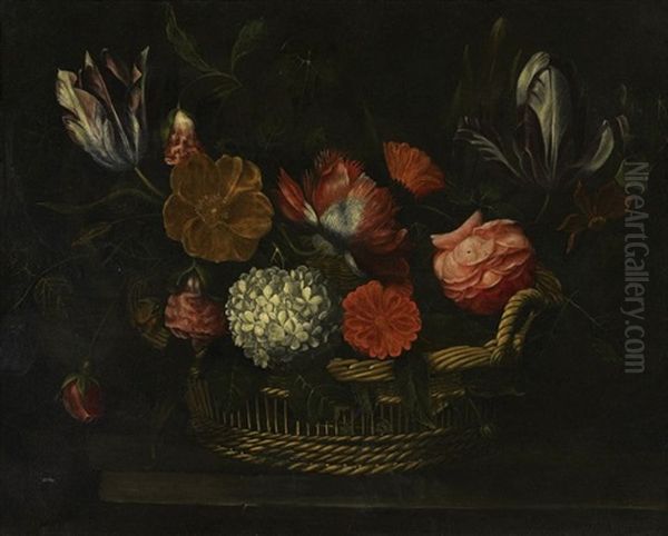 Bouquet De Fleurs Dans Une Corbeille by Frans Van Everbroeck