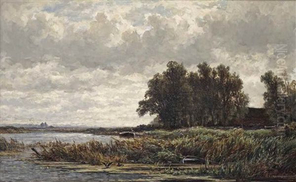 A View Of The Waterside Oil Painting by Adrianus van Everdingen