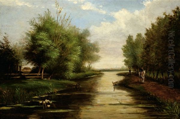 View On A Landscape With A River Oil Painting by Adrianus van Everdingen