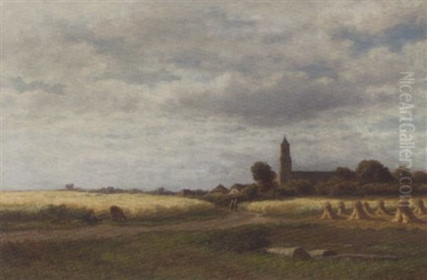 Cornfields In Late Summer Oil Painting by Adrianus van Everdingen