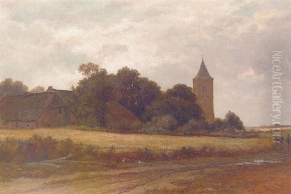 Landschap In 't Gooi Bij Het Dorp Blaricum Oil Painting by Adrianus van Everdingen